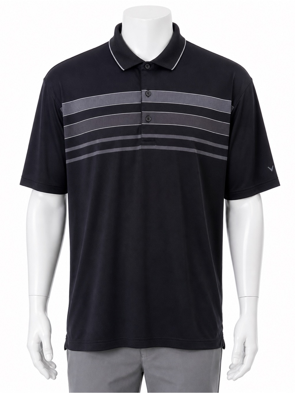 Callaway Opti-Dri Golf Polo Shirt Men XL Black Gray Striped Performance Athletic